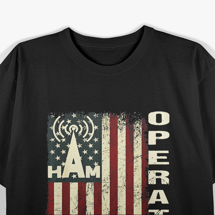 American Ham Radio Operator – USA Flag Radio Wave T-Shirt