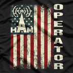American Ham Radio Operator – USA Flag Radio Wave T-Shirt