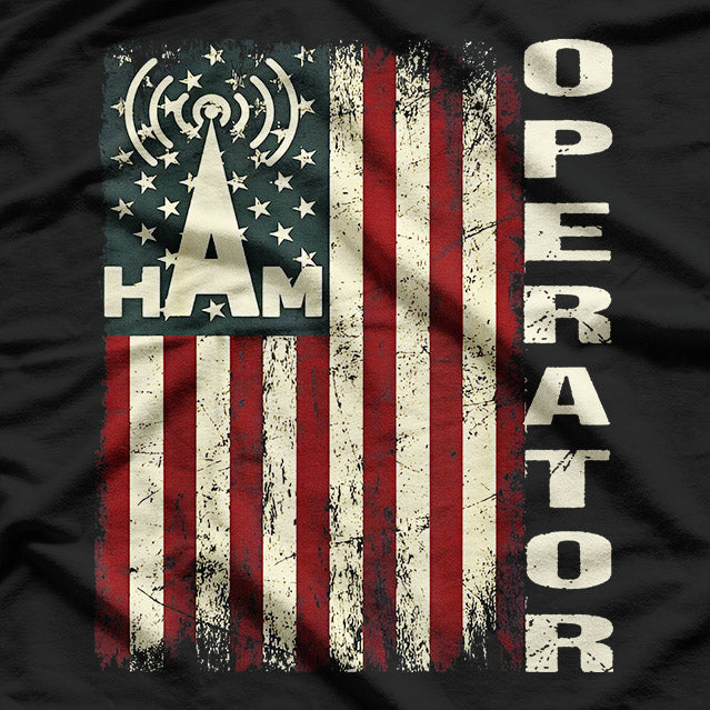 American Ham Radio Operator – USA Flag Radio Wave T-Shirt