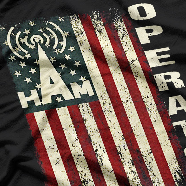 American Ham Radio Operator – USA Flag Radio Wave T-Shirt