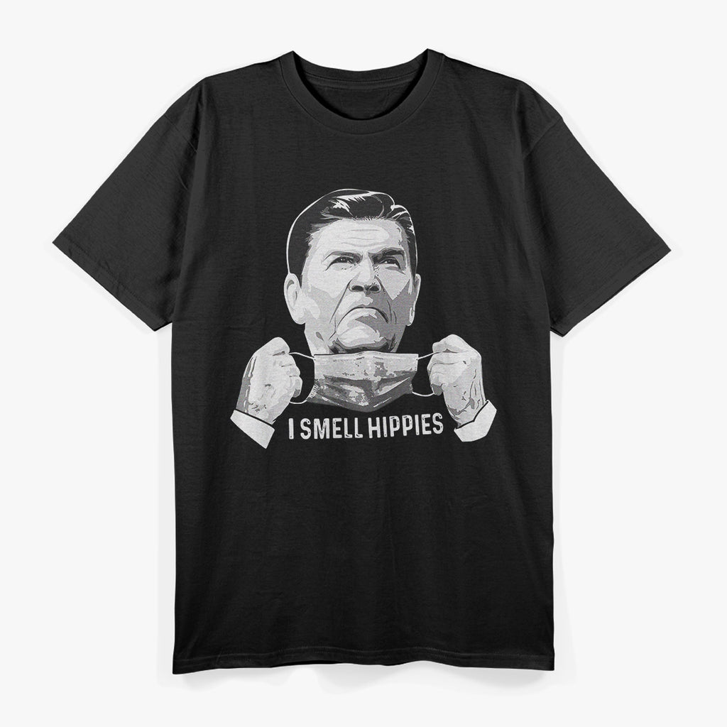 Ronald Reagan Humor – I Smell Hippies Retro Joke T-Shirt