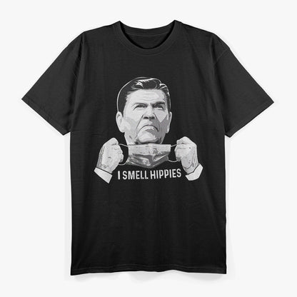 Ronald Reagan Humor – I Smell Hippies Retro Joke T-Shirt