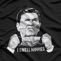 Ronald Reagan Humor – I Smell Hippies Retro Joke T-Shirt
