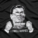 Ronald Reagan Humor – I Smell Hippies Retro Joke T-Shirt