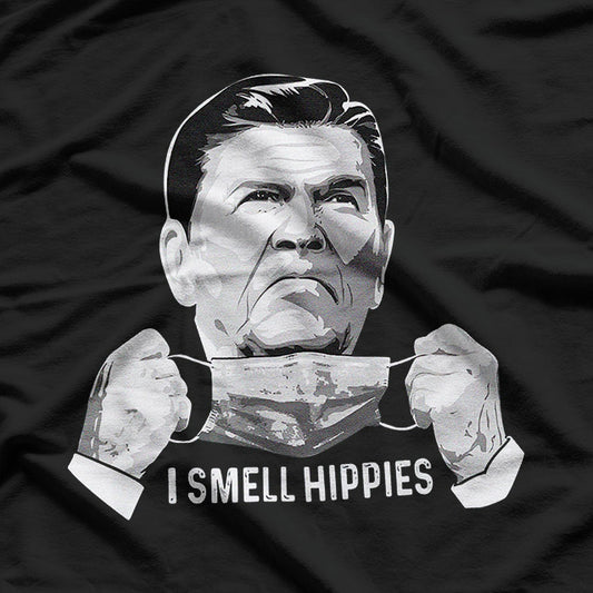 Ronald Reagan Humor – I Smell Hippies Retro Joke T-Shirt