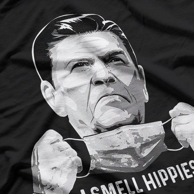 Ronald Reagan Humor – I Smell Hippies Retro Joke T-Shirt