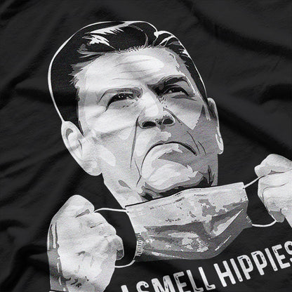 Ronald Reagan Humor – I Smell Hippies Retro Joke T-Shirt